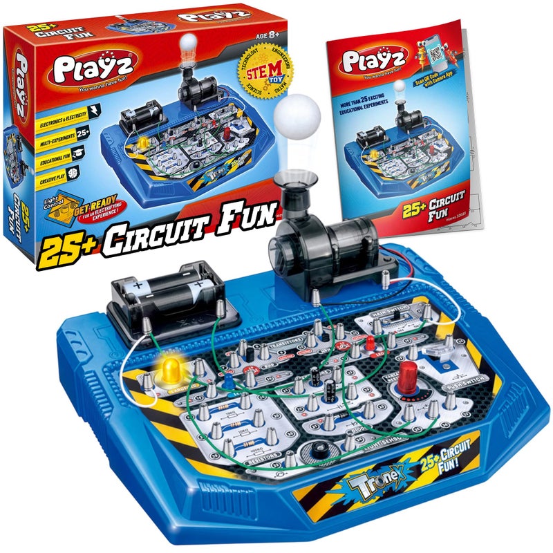 Playz Electrical Circuit Board Engineering Kit for Kids with 25+ STEM Projects Teaching Electricity, Voltage, Currents, Resistance, & Magnetic Science | Gift for Children Age 8, 9, 10, 11, 12, 13+ - Image 1